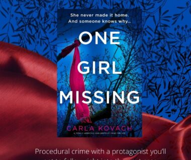 a book titled 'one girl missing' sits on a scarf